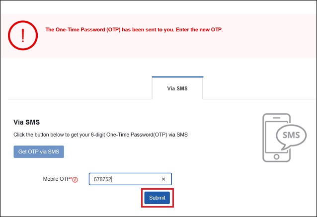 Corppass OTP Screen Image